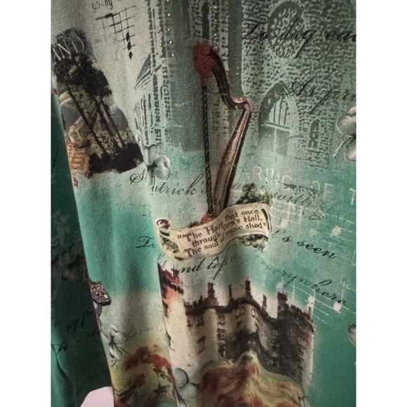 Christopher & Banks Women's Size L Irish Theme Cotton 3/4 Sleeve Cotton Shirt - Picture 8 of 15